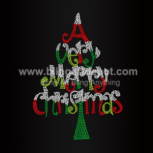 A Very Merry Christmas Iron On Rhinestone Heat Transfers